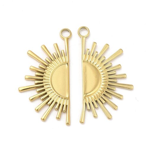 demi soleil pendentif acier inoxydalbe plaqué or (1)