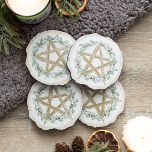 dessous de verre en bois rondelle paienne solciste d'hiver (4)