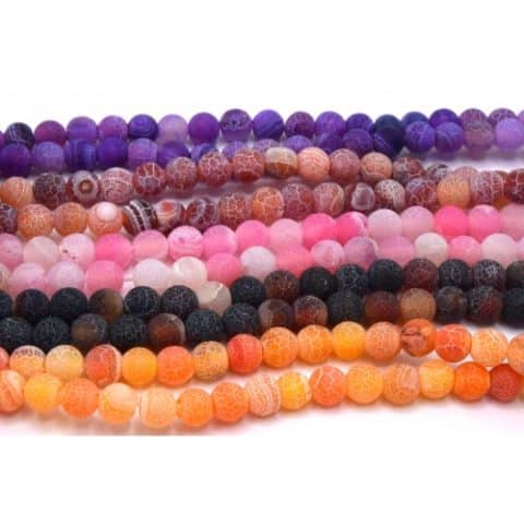 PERLES AGATE VEINE DE DRAGON NATURELLES 6MM Blanc Et Noir