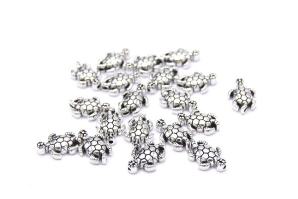 Perles métal tortue de mer argent tibétain – Image 2