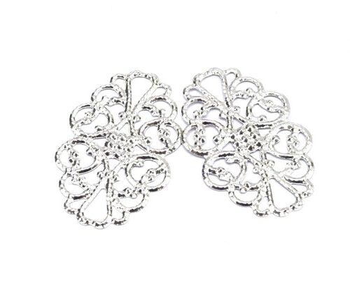 20 Estampes losange filigrane 31mm argent platine, fabrication bijoux diy