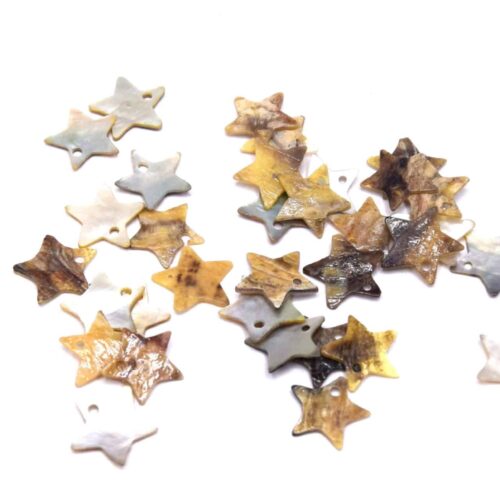 Pendentifs coquille d'Akoya naturel Ø12 mm étoiles
