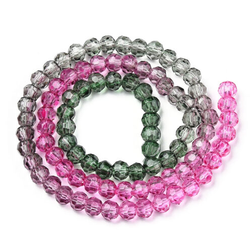 perle verre facettes ronde vert et rose chapelet de 90 perles pour fabrication de bijoux diy