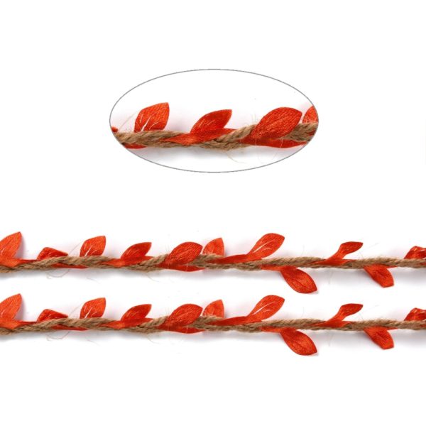 Cordon de chanvre feuilles orange en tissu – Image 3