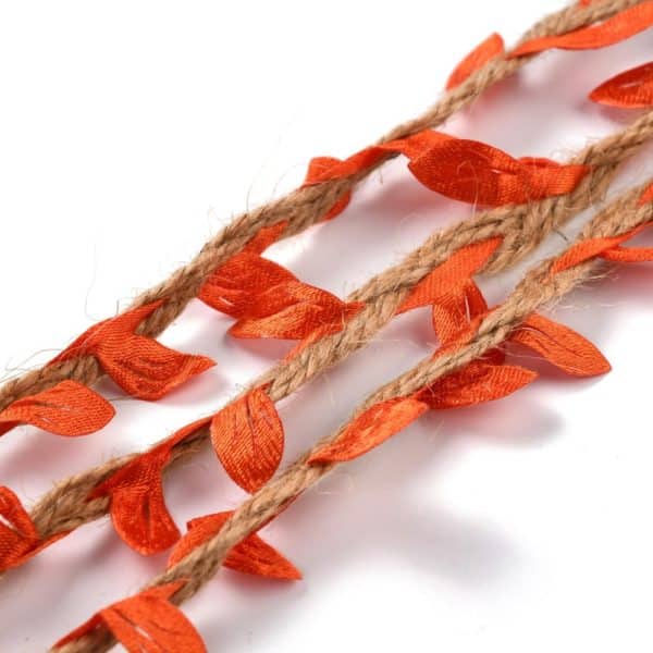 Cordon de chanvre feuilles orange en tissu
