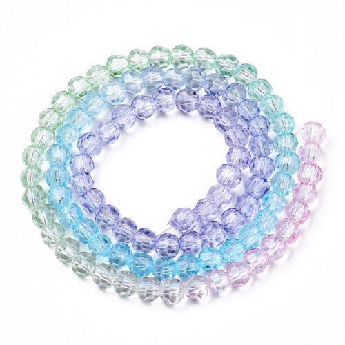 perle verre facette ronde 4mm bleu bijoux DIY