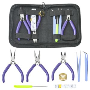 kit d'outils pour fabrication de bijoux, pinces, mètre ruban, pinces à épiler