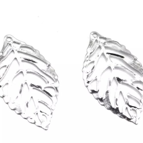 Feuilles argent pendentif filigrane 23x13mm