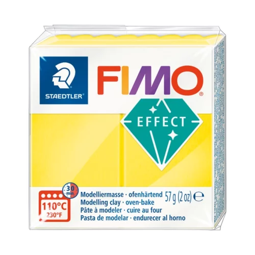 Pain de pâte polymère Fimo Effect Jaune Néon 57g pour création de bijoux fluorescents.