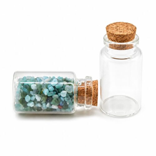 fiole en verre 3x5 avec bouchon en liège pour baptemè mariage rangement décoration