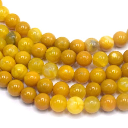 Perles d'agate 6mm jaune miel