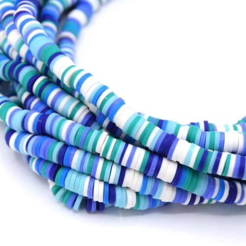Chapelet de perles heishi Ø6mm mixte bleu