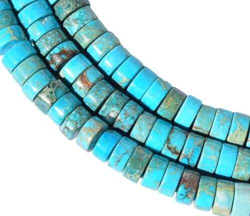 Perles heishi de jaspe impérial bleu turquoise Ø6mm