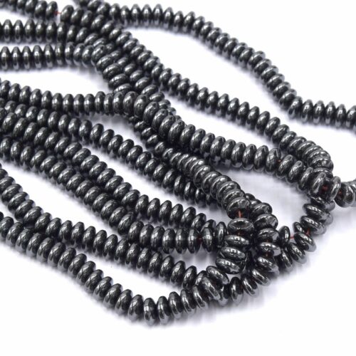Perles d'hématite non magnétique rondelle noire