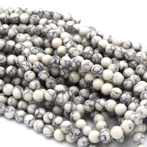 Perles howlite blanche veinées ronde