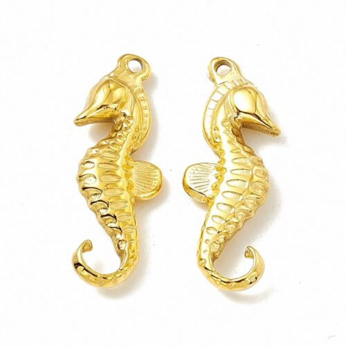 Pendentifs hippocampe en acier inoxydable 201 plaqué or 18k