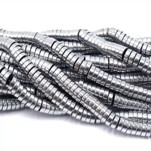 Perles d'hématite non magnétique disques Heishi argent 6mm
