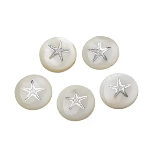 Perles coquillage d'eau douce rondes plates Ø15mm étoile de mer