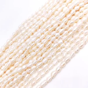 perle d'eau douce blanche grain de riz 5mm grabe b pour bijoux diy