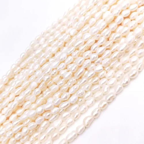 perle d'eau douce blanche grain de riz 5mm grabe b pour bijoux diy