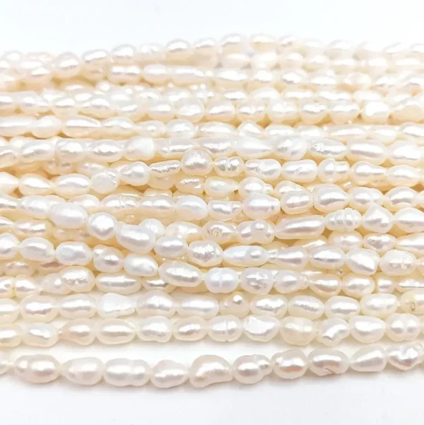 perle d'eau douce blanche grain de riz 5mm grabe b pour bijoux diy
