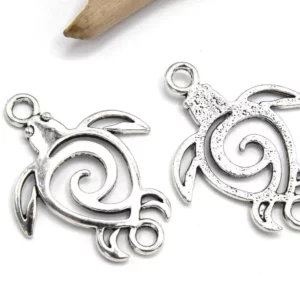 connecteur tortue de mer argent tribale