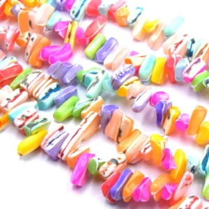 perles Trocas naturelles teintées multicolores lot de 40 unités bijoux d'été diy