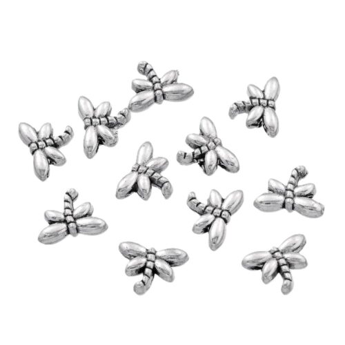 perles libellule en métal argent