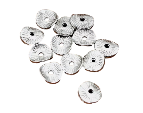 Perles intercalaires ondulées métal argenté 9mm