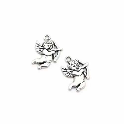 Lot de 10 breloque Cupidon en argent vieilli pour création de bijoux