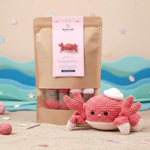 Kit crochet crabe DIY Hardicraft Marleen amigurumi marin fond mer