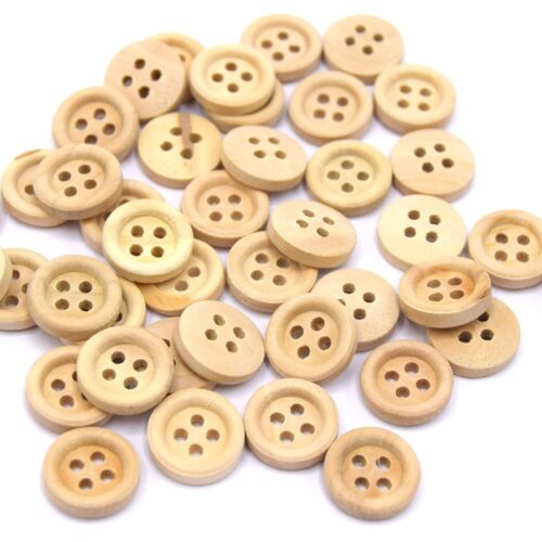 Boutons Bois brut antique 4 trous 13mm X50