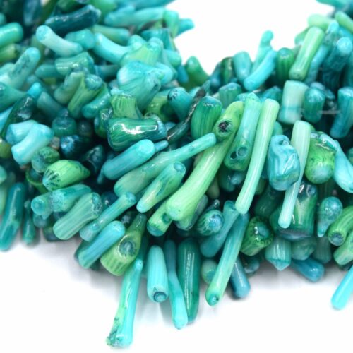 Perles corail bambou synthétique vert turquoise