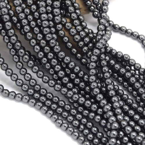 Perles hématites magnétiques  8mm/6mm/4mm Rondes grade A noir