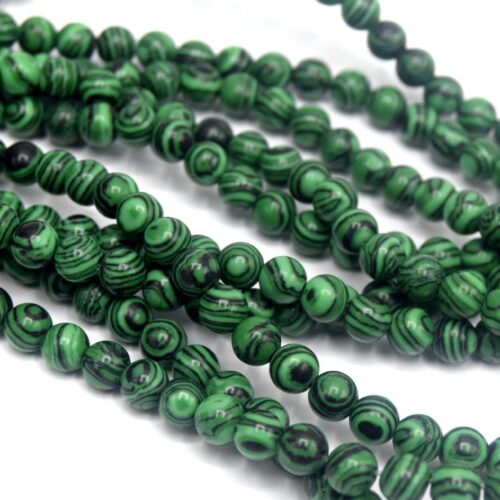 Perles ronde de malachite vert synthétique 6mm x 1 chapelet