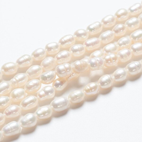 Perles de culture grain de riz blanche naturelle Grade AB x1 brin ~27 perles – Image 2