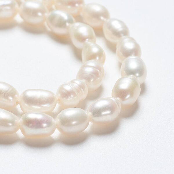 Perles de culture grain de riz blanche naturelle Grade AB x1 brin ~27 perles – Image 3