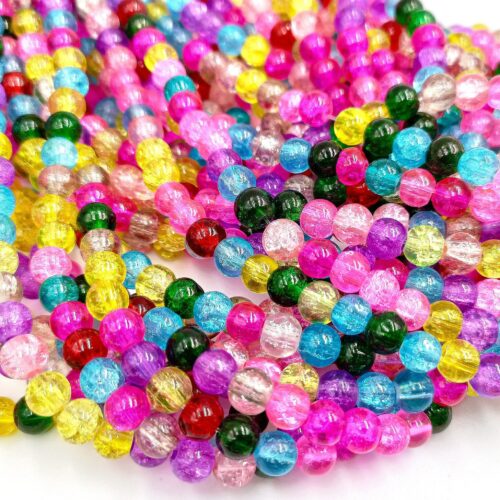 Perles de verre craquelées multicolore 4mm/6mm/8mm X100