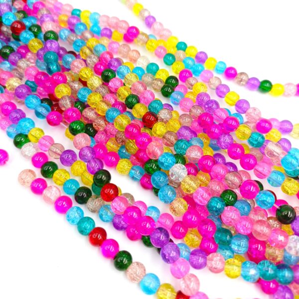 Perles de verre multicolore 4mm/6mm/8mm X100 – Image 2