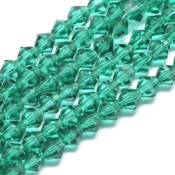 Perles de verre toupies à facettes vert
