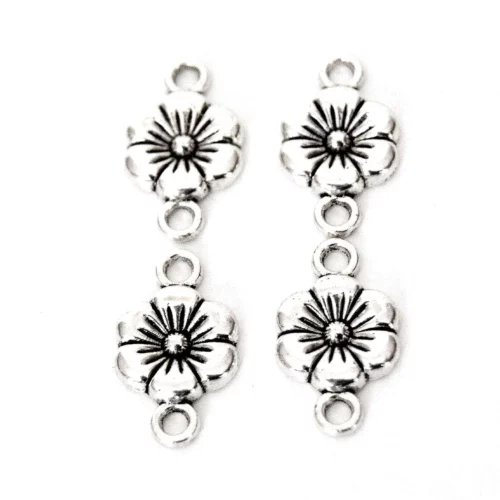 connecteur fleurs argent pour bijoux