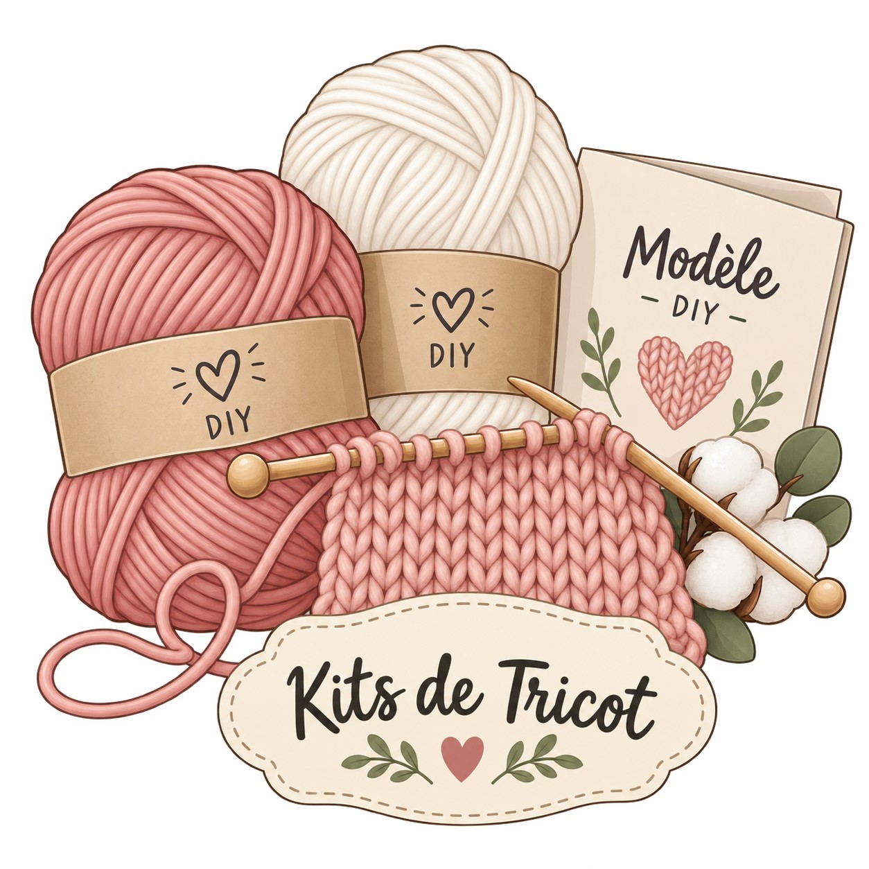 Kits de tricot DIY avec laine et aiguilles à tricoter