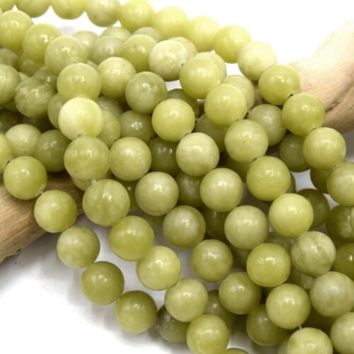 Perles jade taiwan pierre naturelle ronde vert bambou 8mm