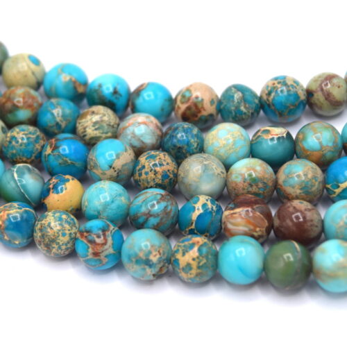 Perles de jaspe impérial bleu océan Ø7mm