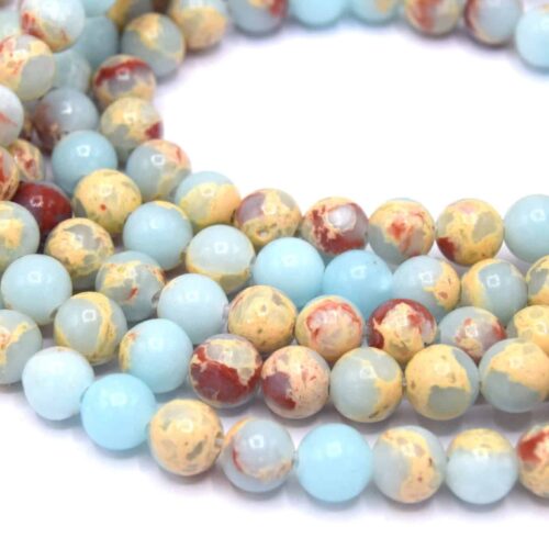 Perles de jaspe impérial bleu ciel Ø6mm