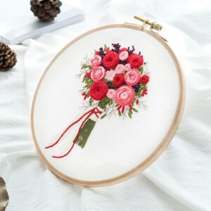 kit broderie au point croix bouquet de fleurs rose (2)