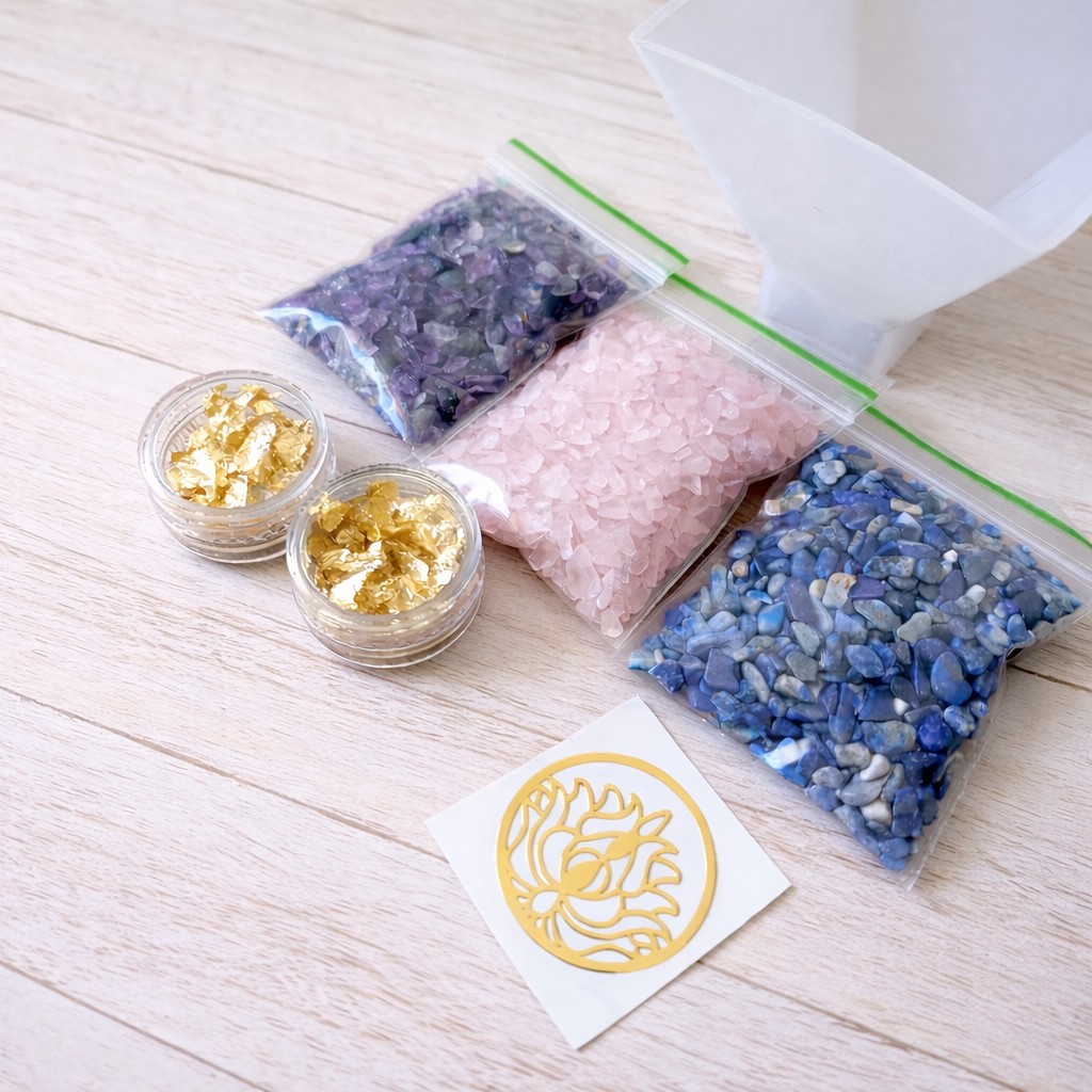 kit orgonite pyramide xl moule silicone pierres naturelles 30g