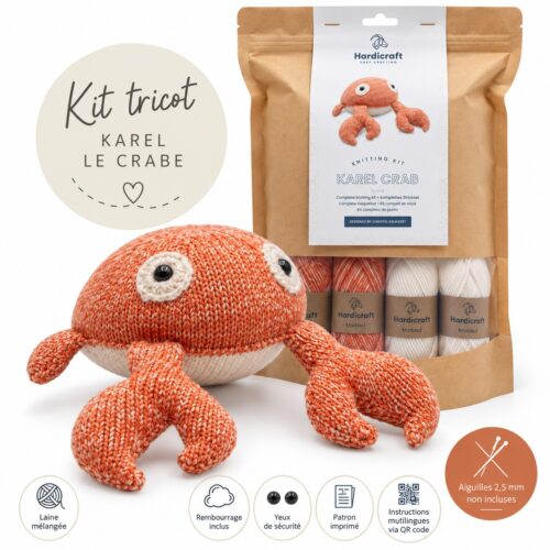 kit tricot karel le crabe hardicraft