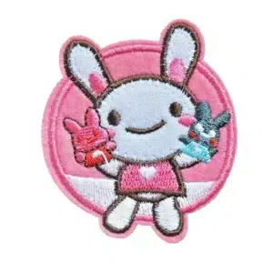 Ecussons lapin rose patchs thermocollant Tissu de broderie
