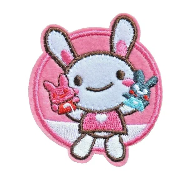 Ecussons lapin rose patchs thermocollant Tissu de broderie